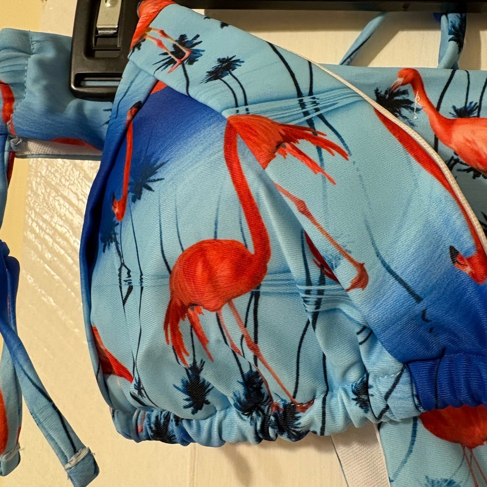 Blue Flamingo Print Brazilian Bikini Set - Picture 2 of 3